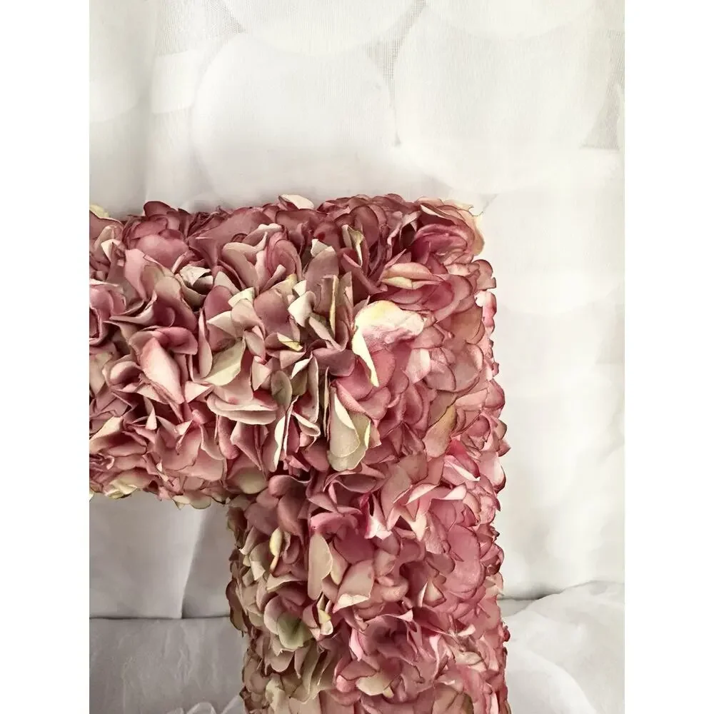 Square Pink Wreath HYDRANGEA FLOWERS Silk paper Shabby Chic Country 12 X 12”